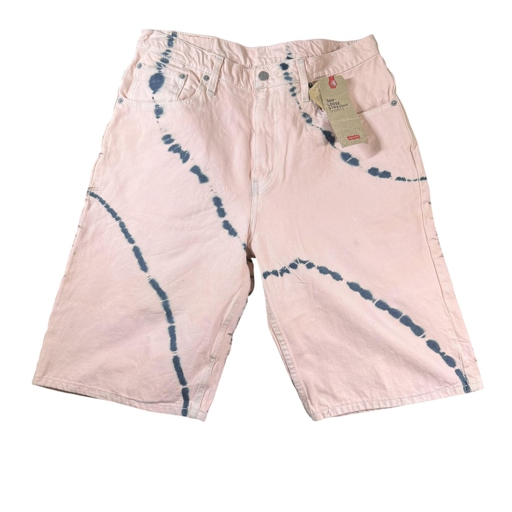 Levi's 569 Loose Straight Shorts Mens 33 Pink Blue Tie Dye Denim PC9 35569-0399